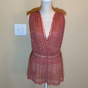 Free People Sheer Pink Top with Stars